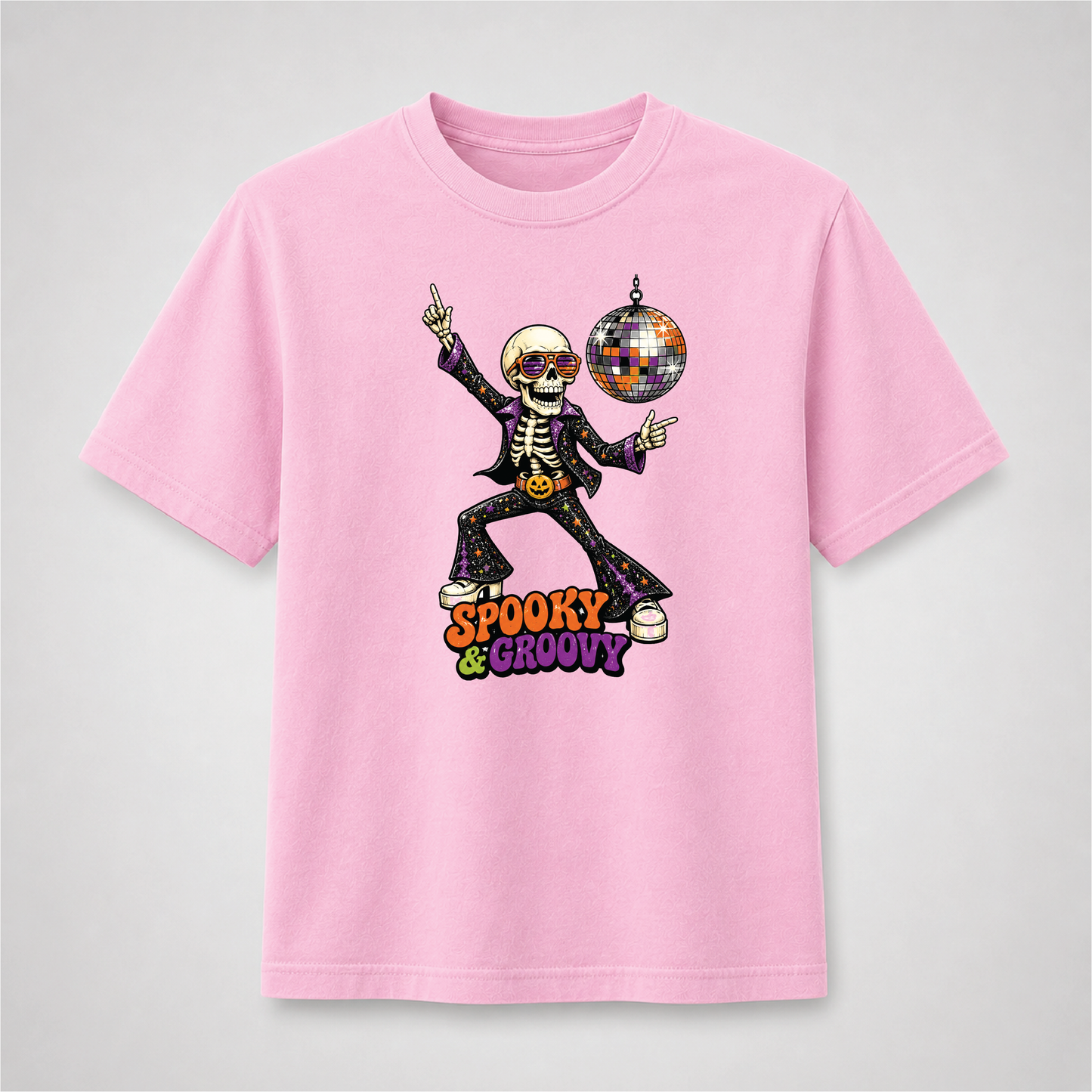 Spooky & Groovy Disco Skeleton Halloween T-Shirt