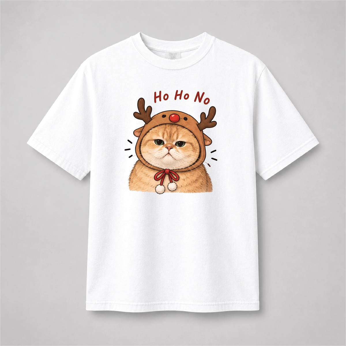 Ho Ho No Grumpy Reindeer Cat Christmas Graphic Tee