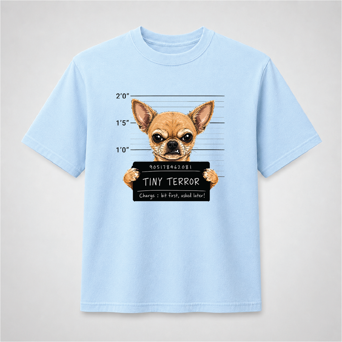 Tiny Terror Funny Chihuahua Mugshot Graphic Tee