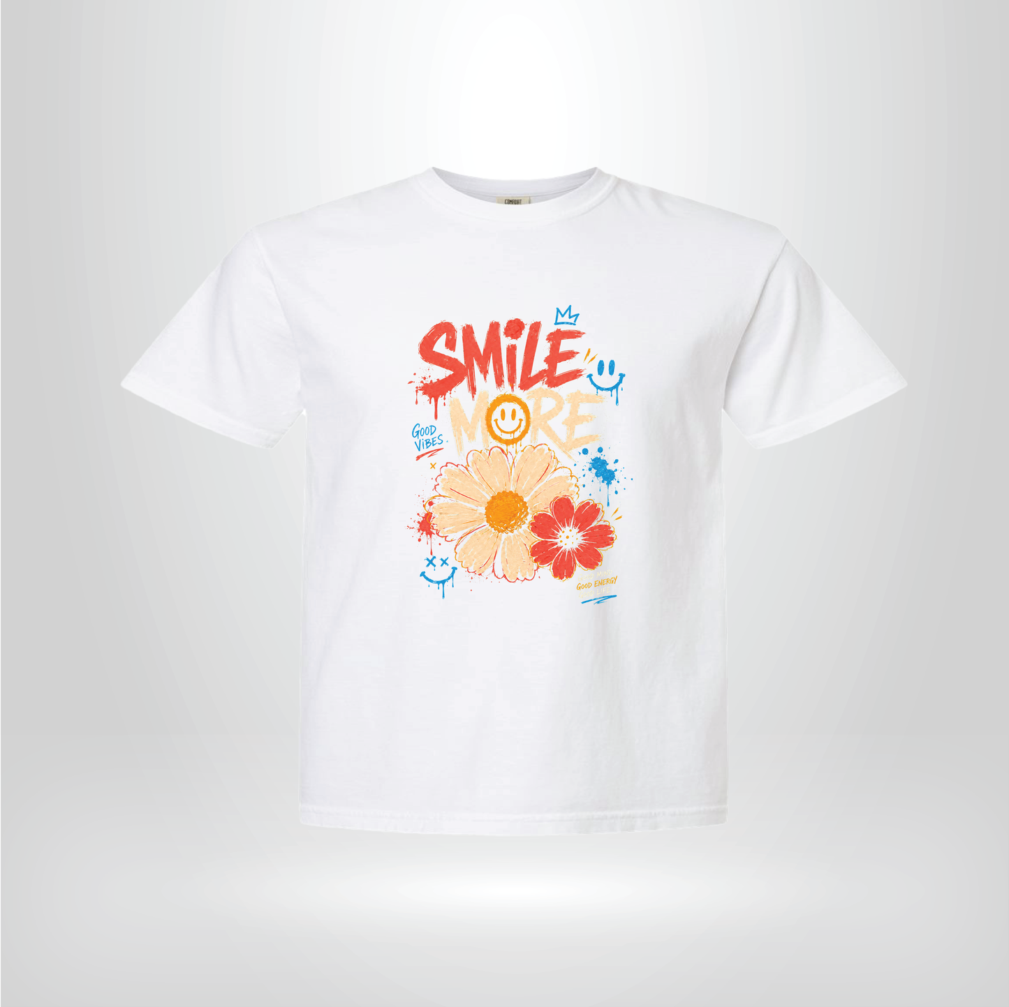 Smile More Flower Tee – Positive Daisy Graphic Shirt