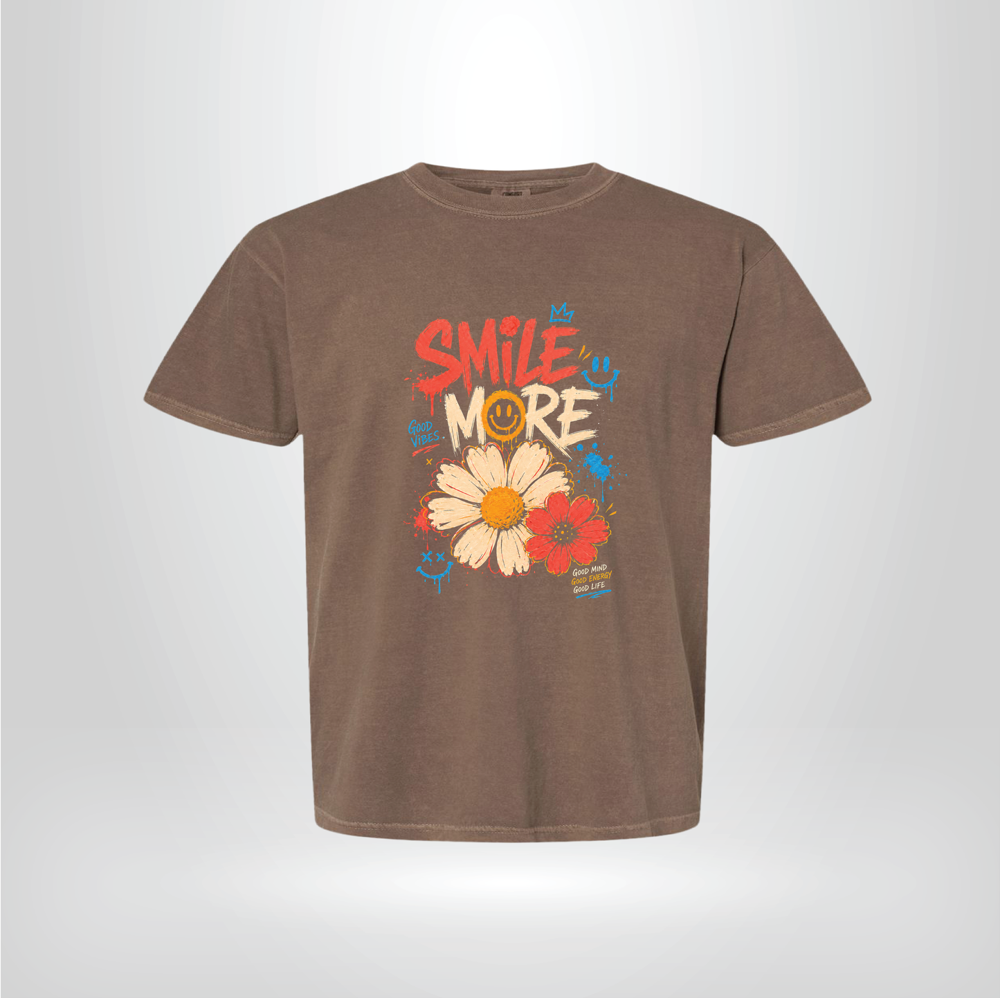 Smile More Flower Tee – Positive Daisy Graphic Shirt