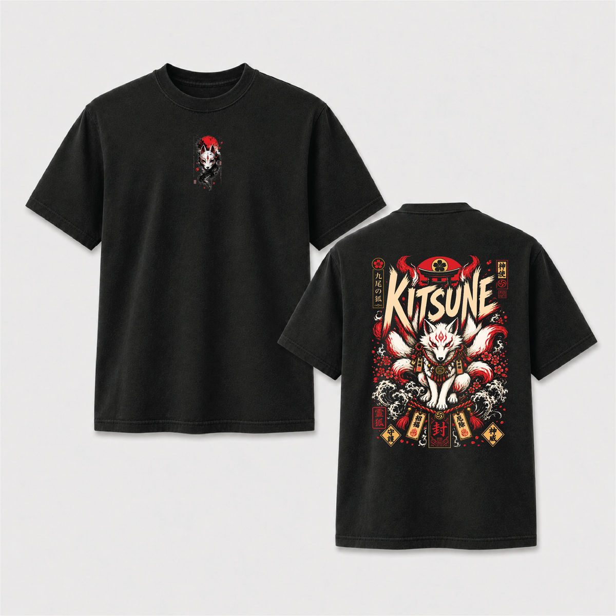 Kitsune Nine-Tailed Fox Japanese Mythology Graphic Tee