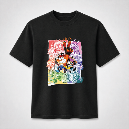 Retro Gaming Adventure Graphic Tee – Colorful Cartoon Gamer Shirt