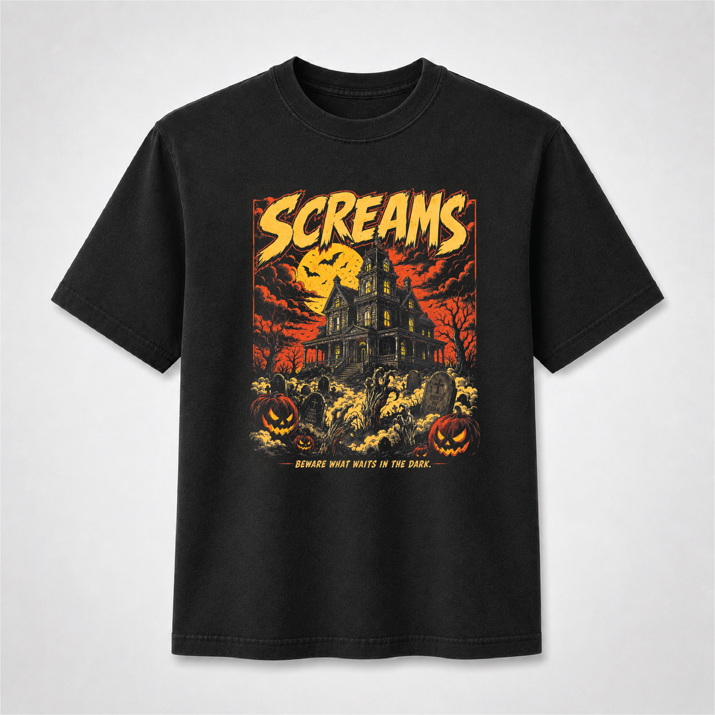 Screams Haunted House Halloween T-Shirt – Vintage Horror Graphic Tee