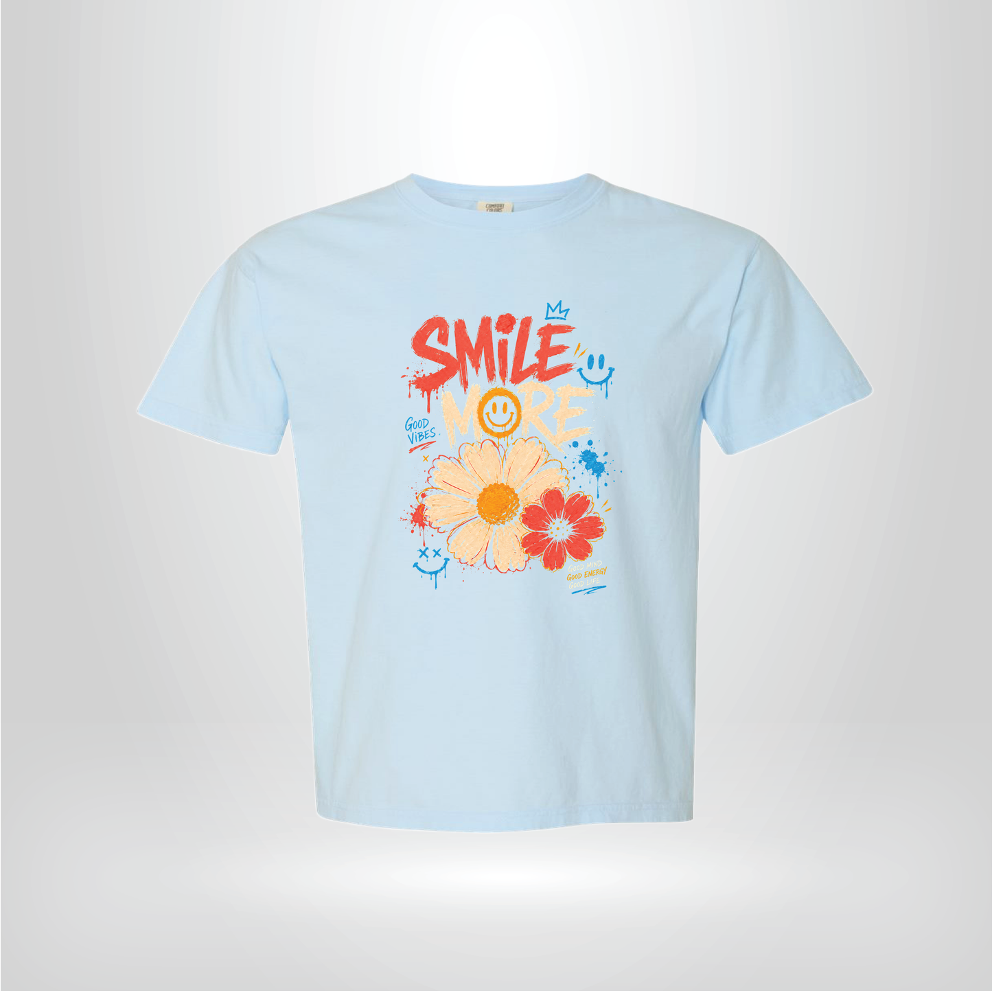 Smile More Flower Tee – Positive Daisy Graphic Shirt