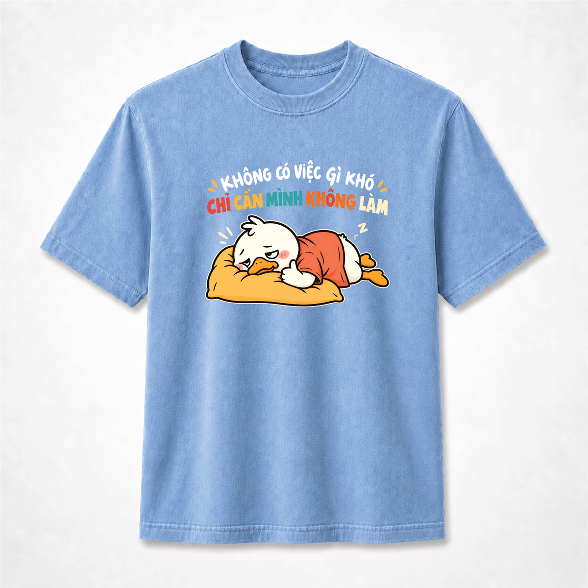 Nothing Is Difficult Lazy Duck Vietnamese Graphic Tee