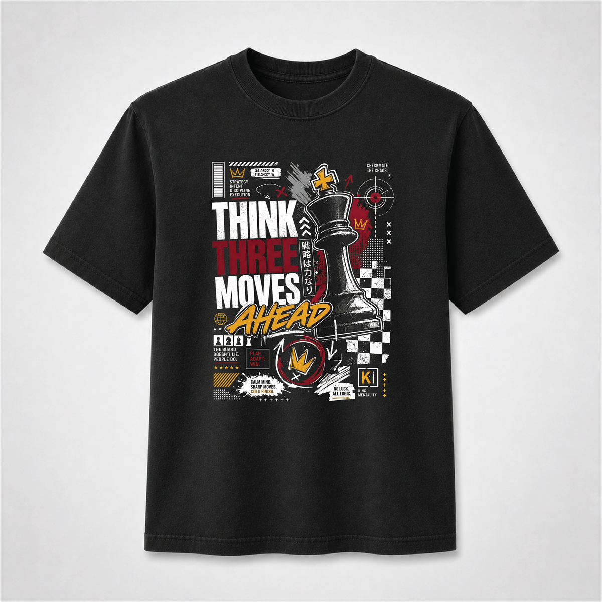 Think Three Moves Ahead Halftone Chess Graphic Tee