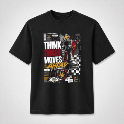 Think Three Moves Ahead Halftone Chess Graphic Tee