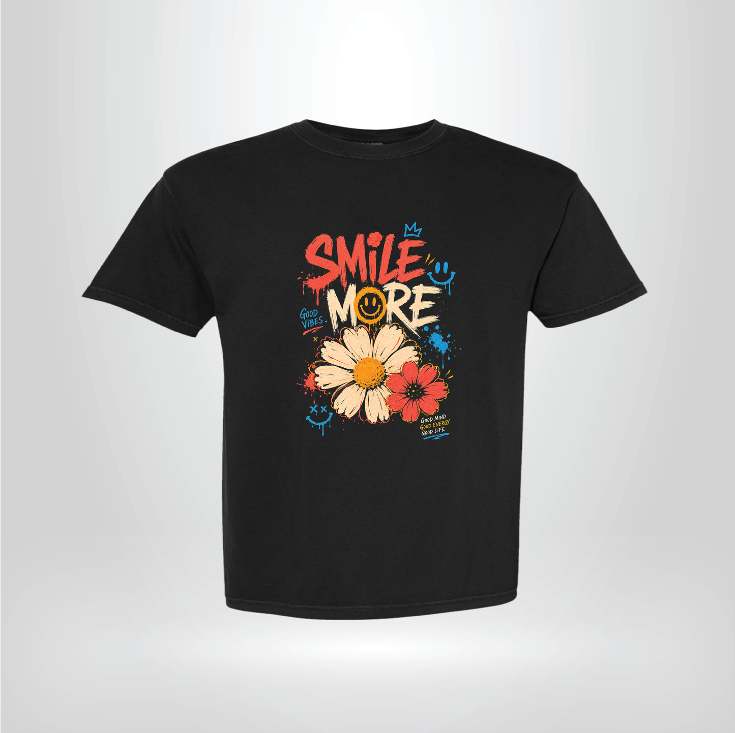 Smile More Flower Tee – Positive Daisy Graphic Shirt
