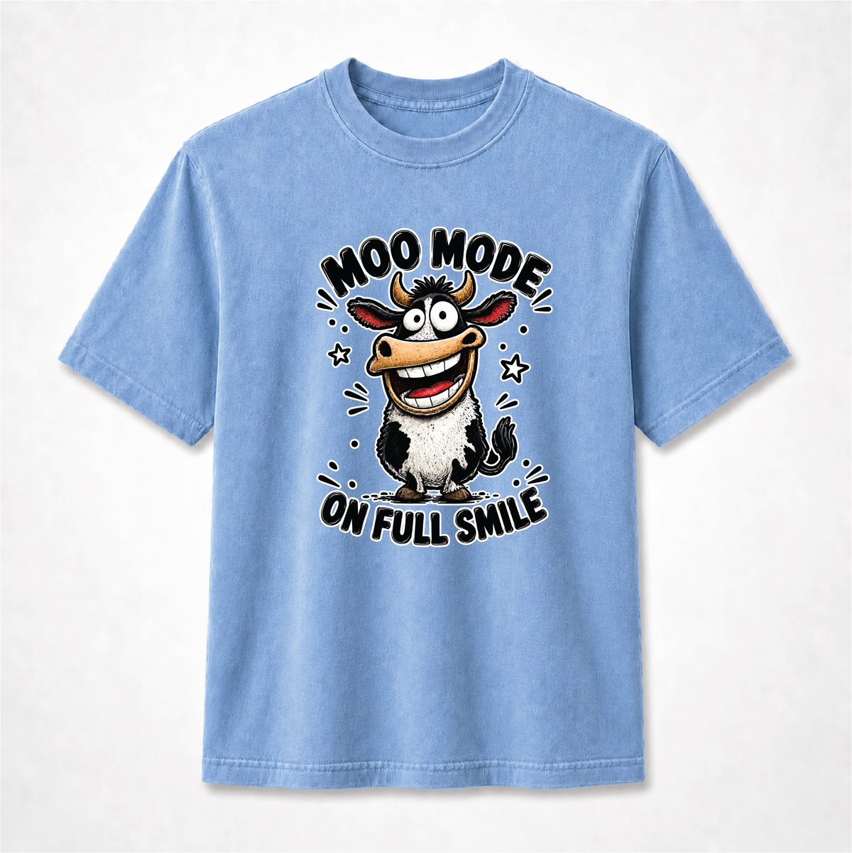 Moo Mode On Funny Smiling Cow Graphic Tee