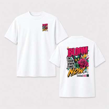 Bloom in Your Own Time T-Shirt – Butterfly Rose Front & Back Graphic Tee