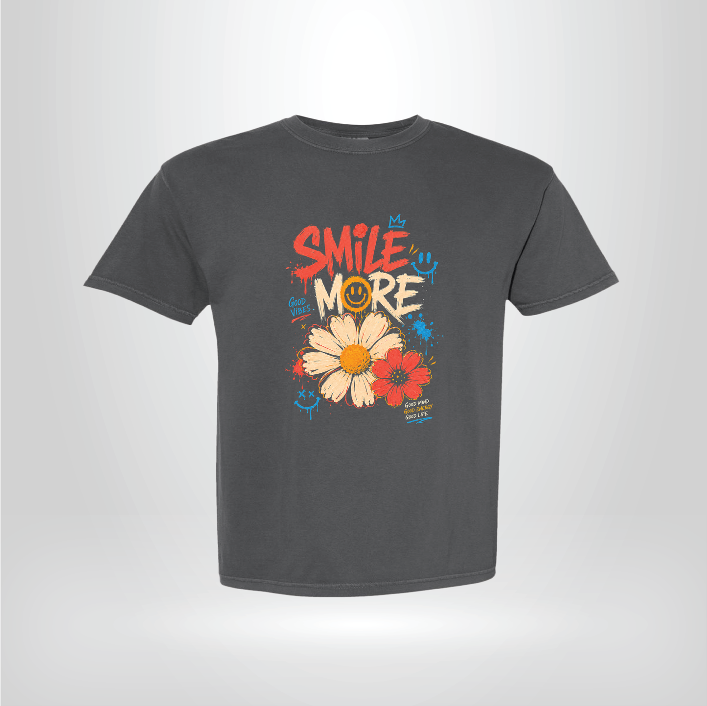 Smile More Flower Tee – Positive Daisy Graphic Shirt