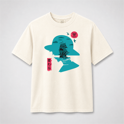 Ocean Voyage Pirate Graphic Tee – Anime-Inspired Sailing Adventure Shirt