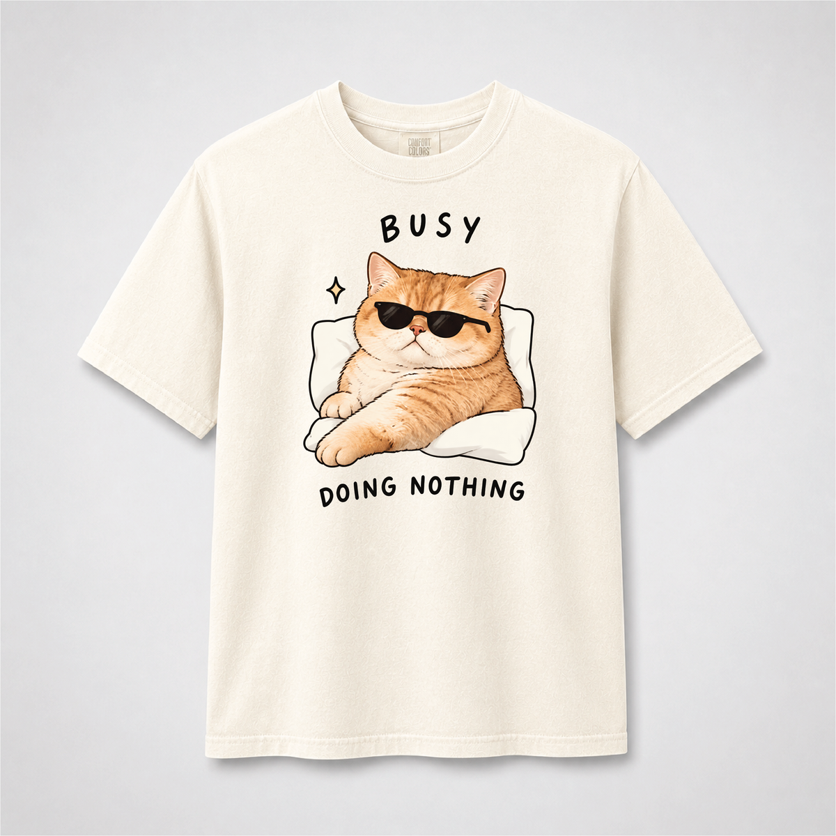 Busy Doing Nothing Funny Cat Graphic Tee