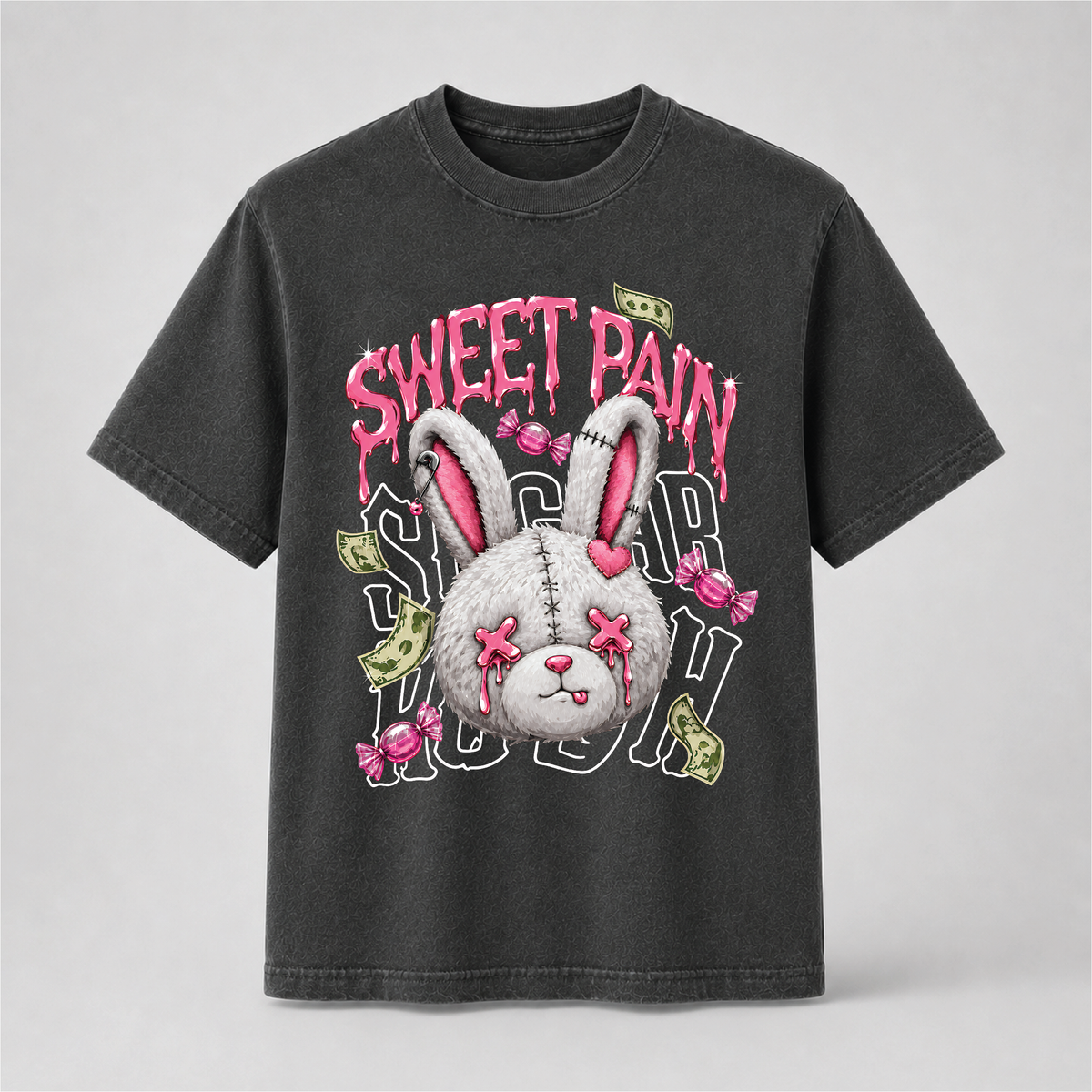 Sweet Pain Gothic Bunny T-Shirt – Creepy Cute Candy Rabbit Graphic Tee