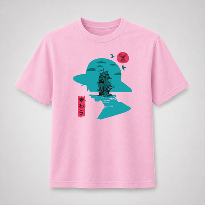 Ocean Voyage Pirate Graphic Tee – Anime-Inspired Sailing Adventure Shirt