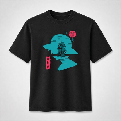 Ocean Voyage Pirate Graphic Tee – Anime-Inspired Sailing Adventure Shirt