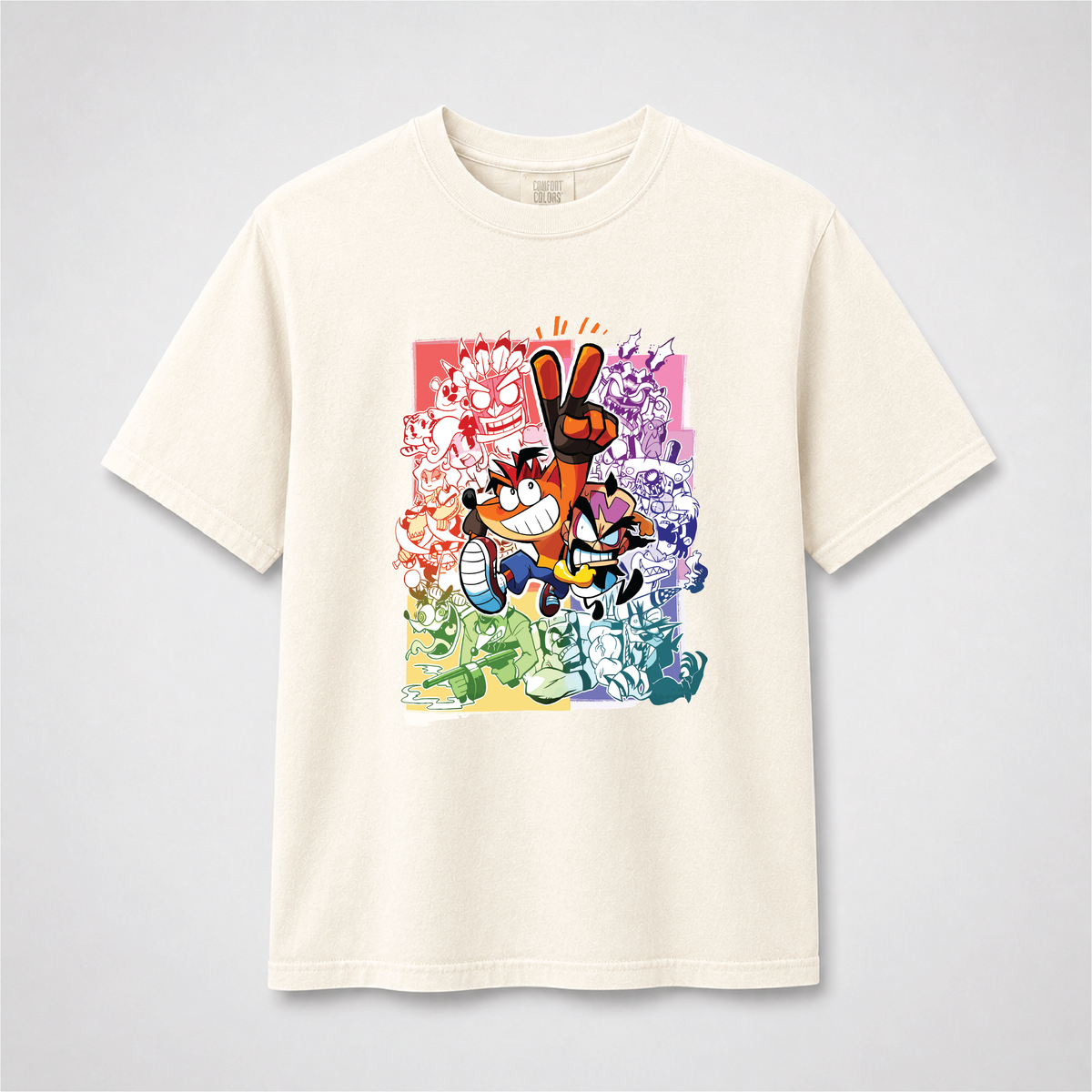 Retro Gaming Adventure Graphic Tee – Colorful Cartoon Gamer Shirt
