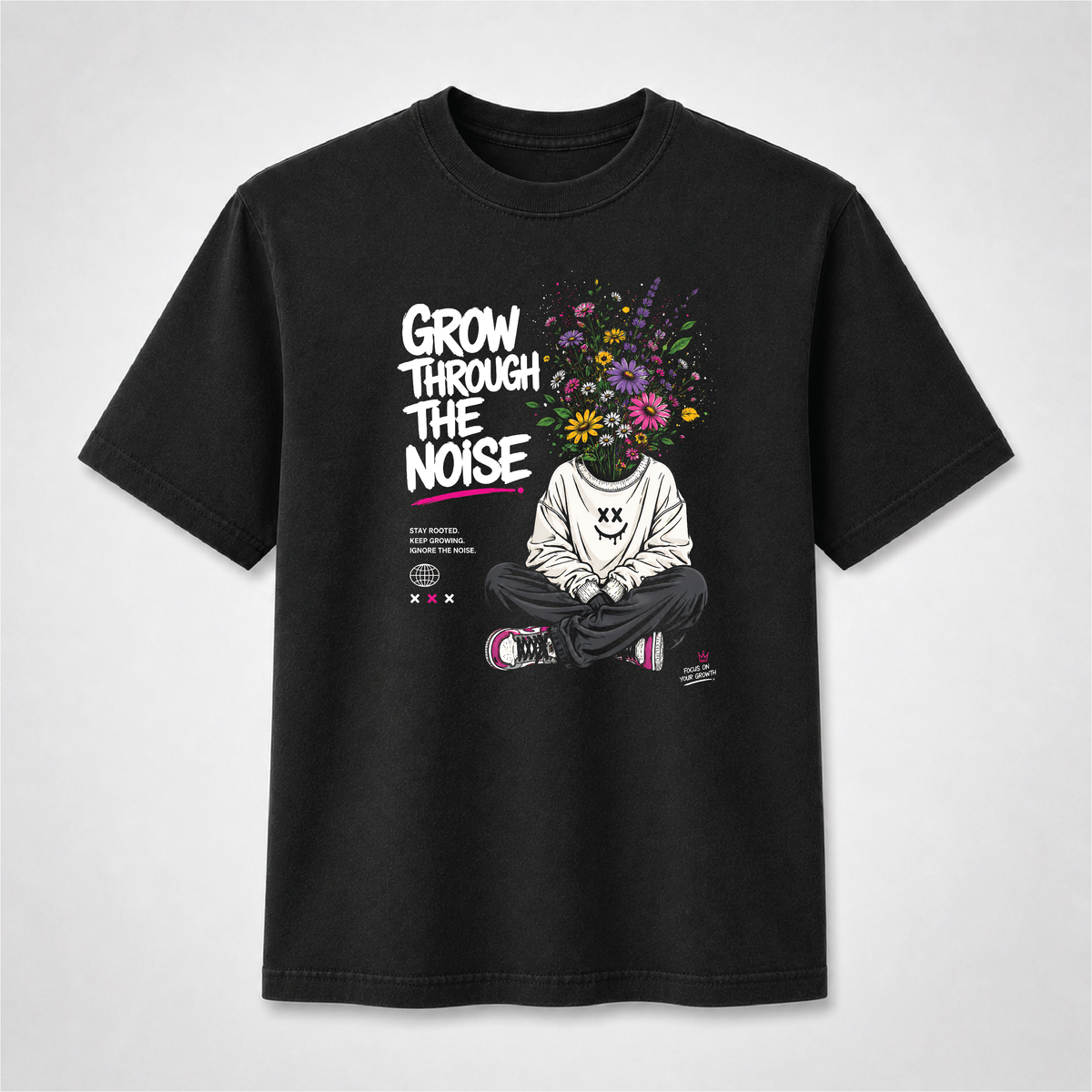 Grow Through the Noise Floral Mindset Graphic Tee