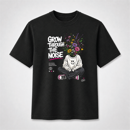 Grow Through the Noise Floral Mindset Graphic Tee