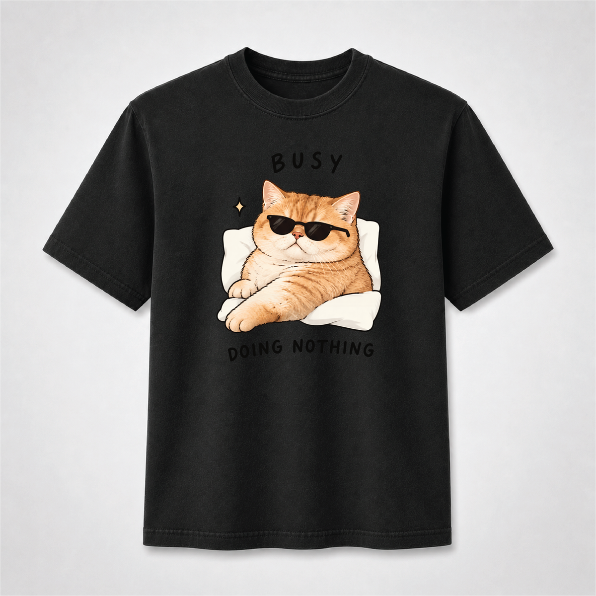 Busy Doing Nothing Funny Cat Graphic Tee