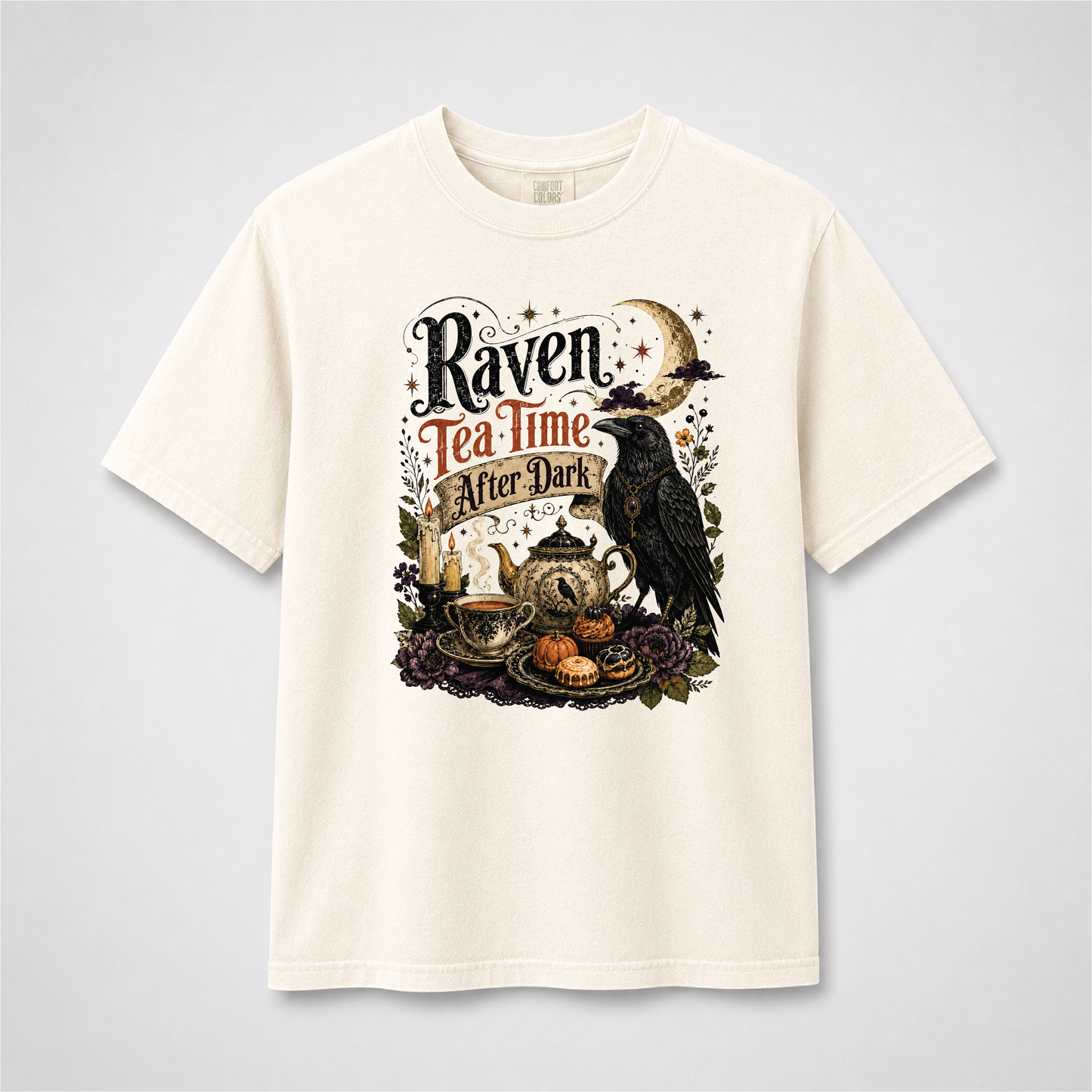 Raven Tea Time Shirt | Gothic After Dark Witchy Tee