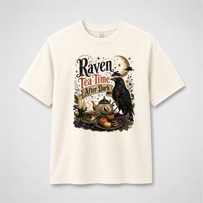 Raven Tea Time Shirt | Gothic After Dark Witchy Tee