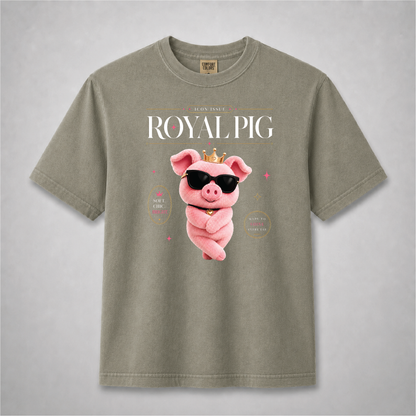 Pig Cute Graphic Tee – Pink Pig Crown & Sunglasses Shirt