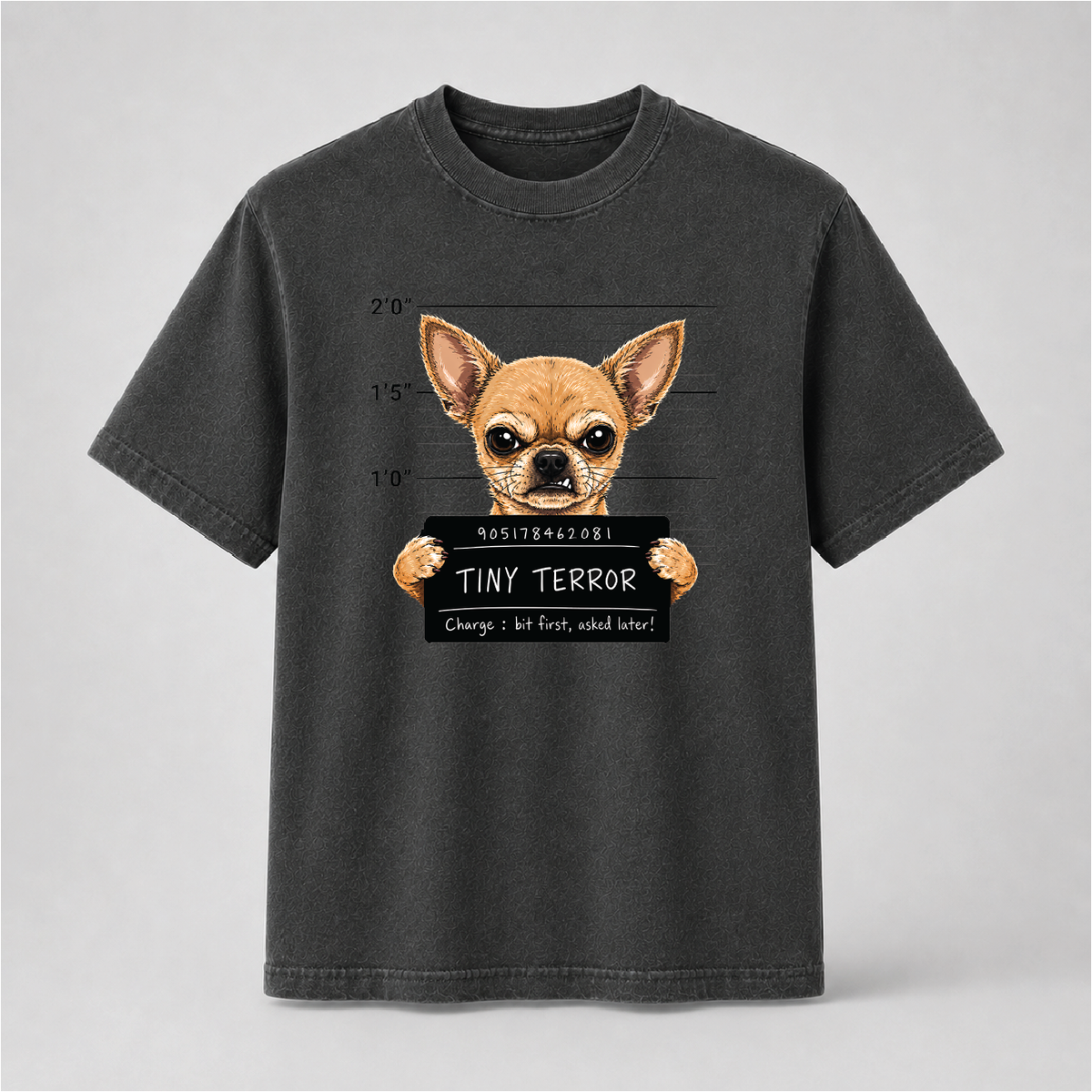 Tiny Terror Funny Chihuahua Mugshot Graphic Tee