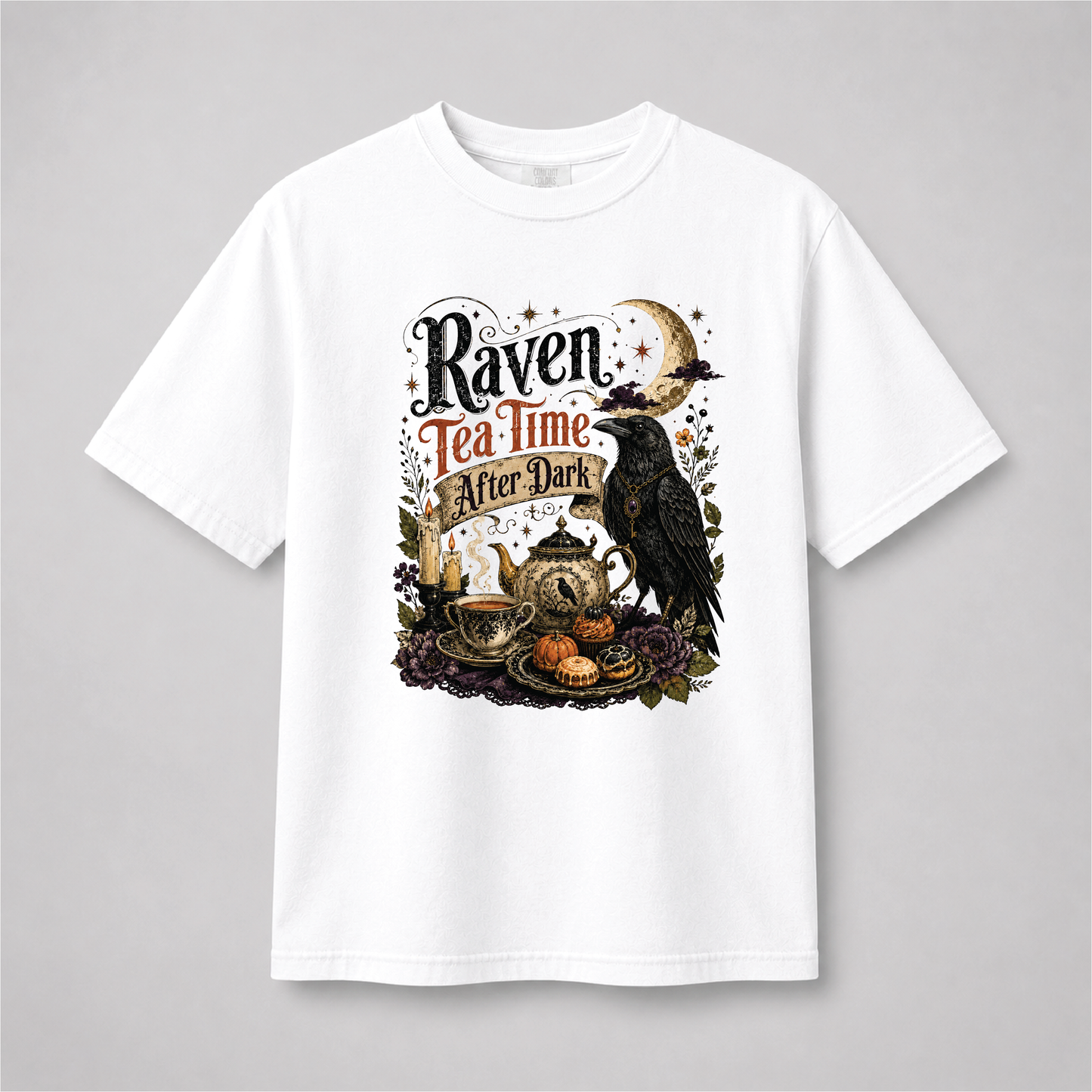 Raven Tea Time Shirt | Gothic After Dark Witchy Tee