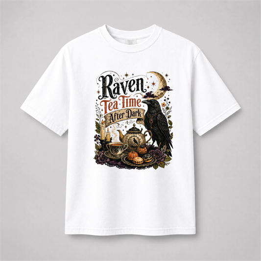 Raven Tea Time Shirt | Gothic After Dark Witchy Tee