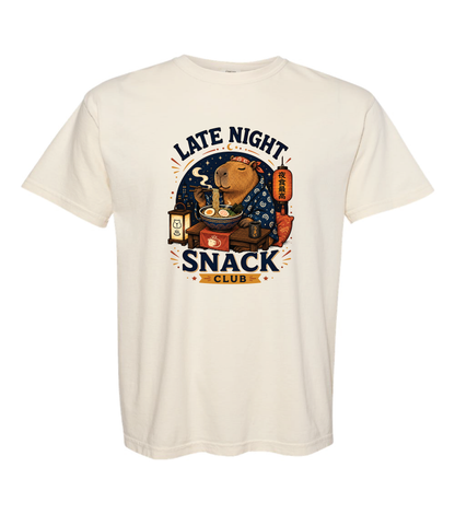 Late Night Snack Club Tee – Capybara Ramen Shirt