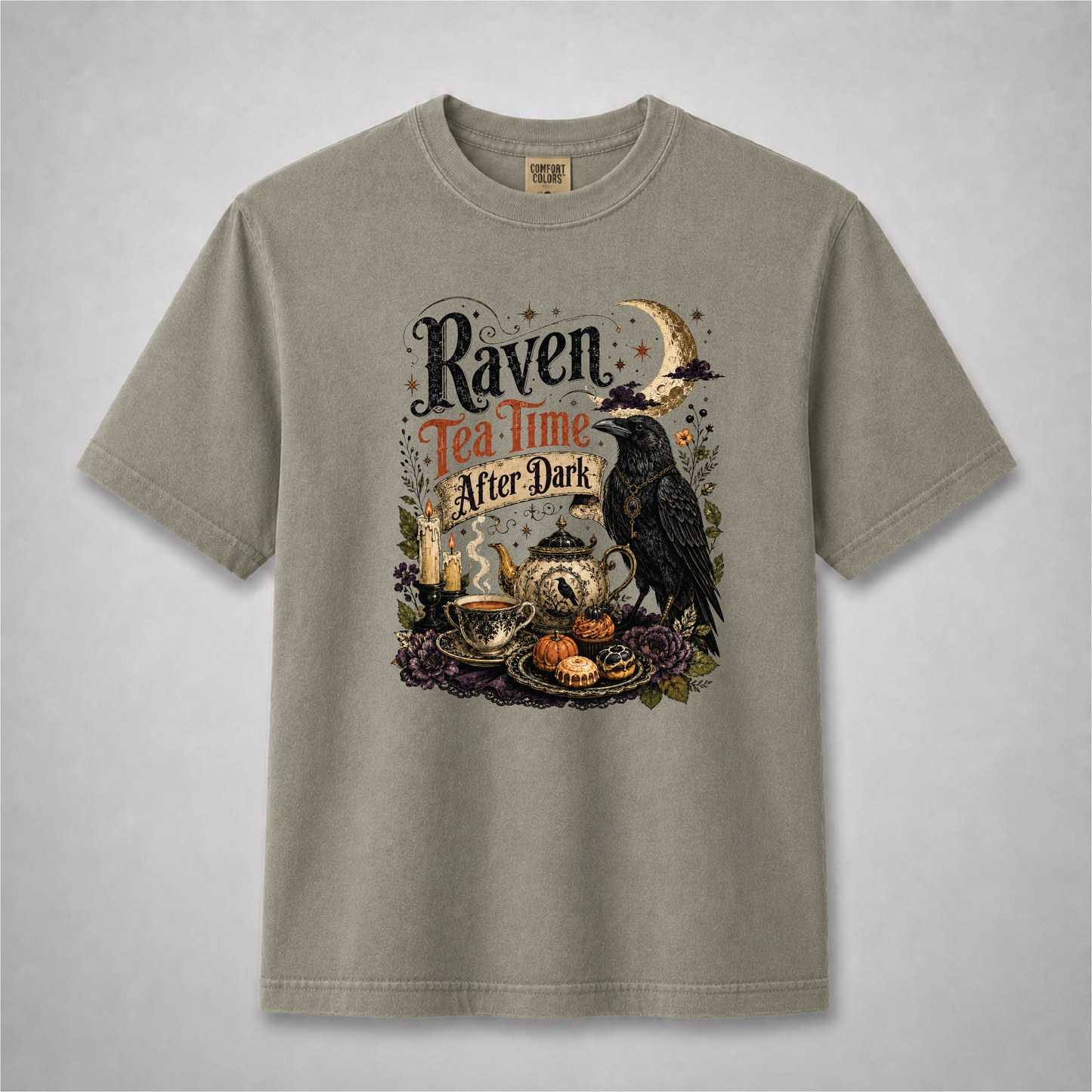 Raven Tea Time Shirt | Gothic After Dark Witchy Tee