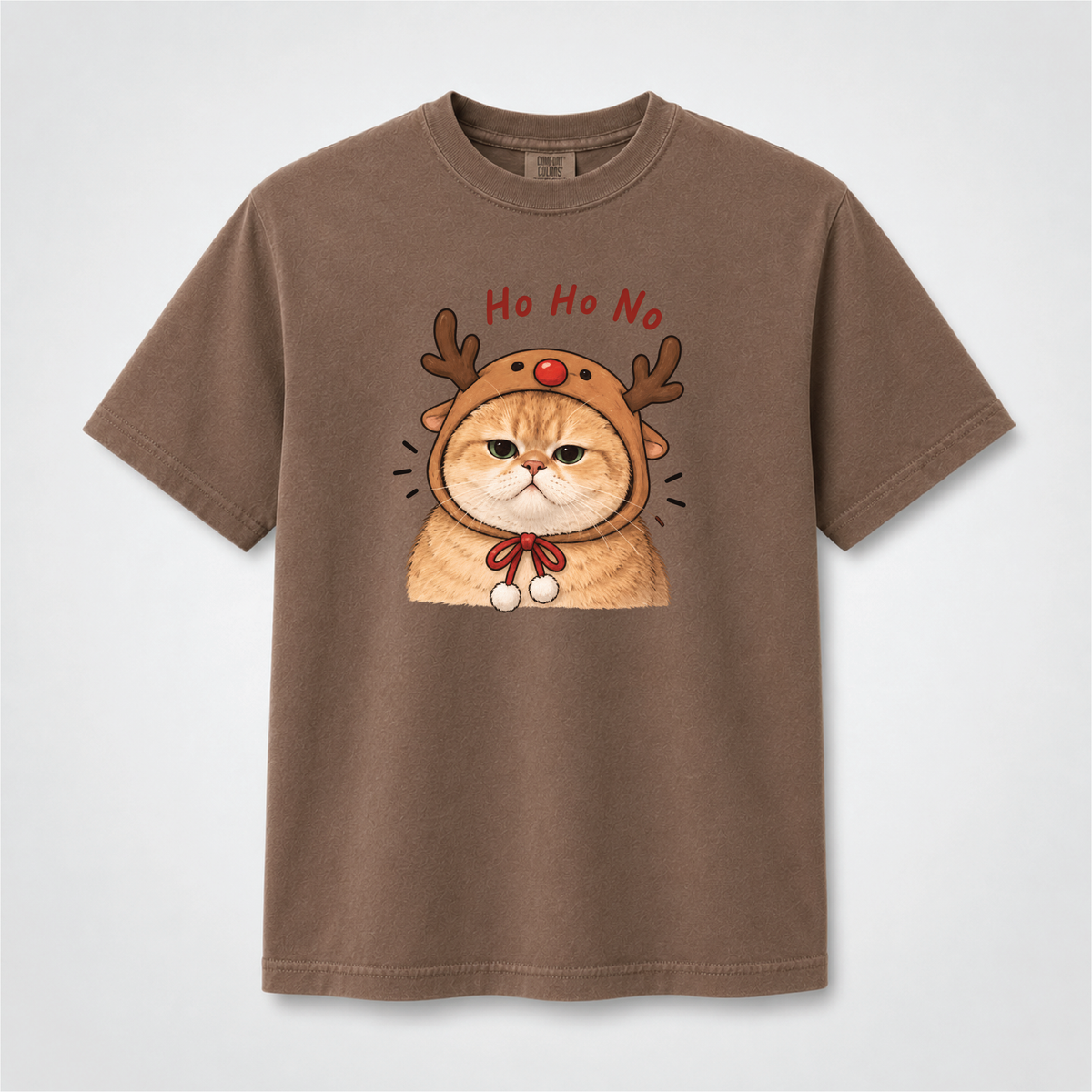 Ho Ho No Grumpy Reindeer Cat Christmas Graphic Tee