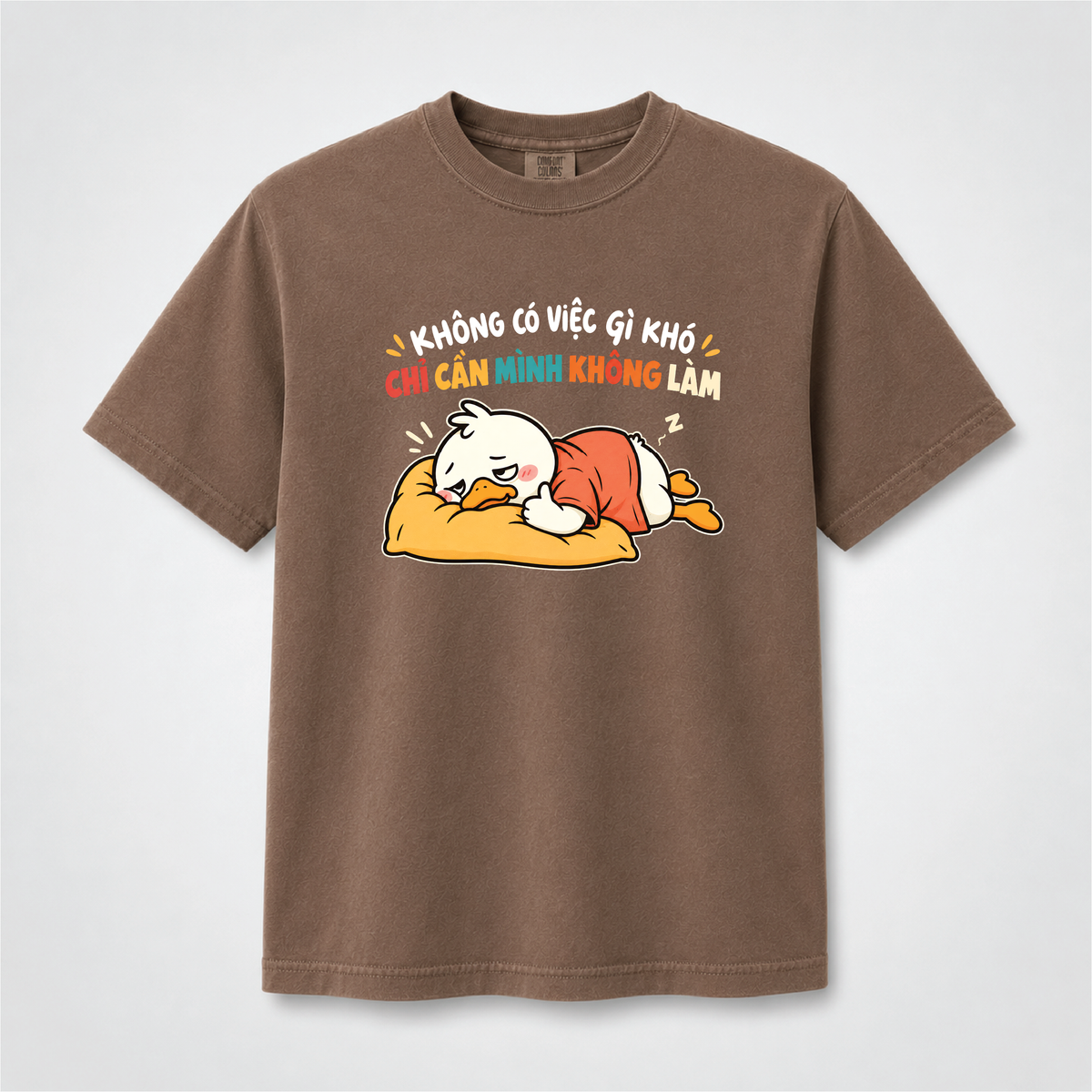 Nothing Is Difficult Lazy Duck Vietnamese Graphic Tee