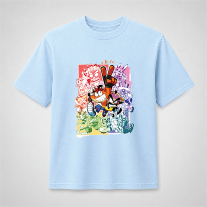 Retro Gaming Adventure Graphic Tee – Colorful Cartoon Gamer Shirt